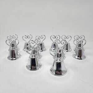 Lot of 12 Silver Heart Bell Name Tag Holders by Victoria Lynn Place Card Holders